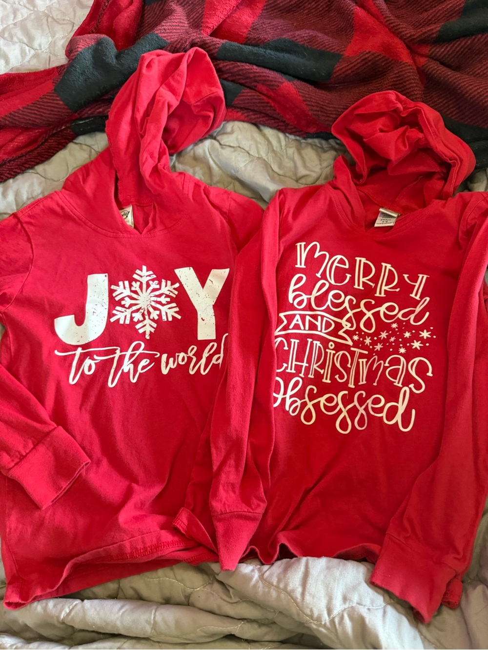 Kavio Kids Red Holiday Hoodies with White Christmas Graphics
